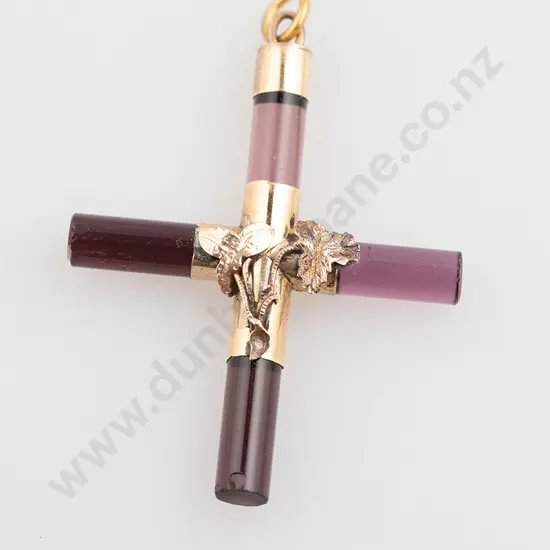 10ct Mounted Amethyst Cross Pendant