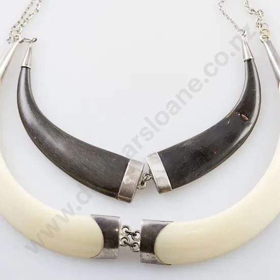 Silver Mounted Tusk & Claw Necklets