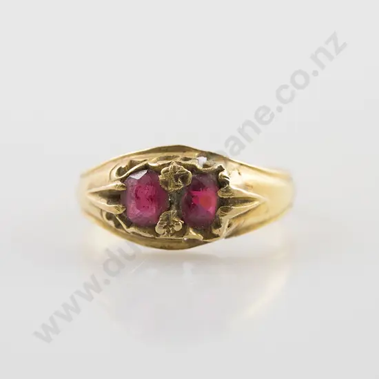 18ct Two Stone Ruby Band Ring
