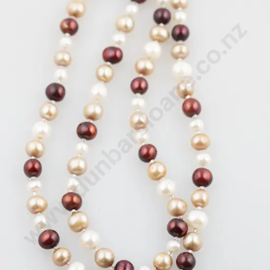Single Strand Multi Coloured Fresh Water Pearl Necklace & Earrings