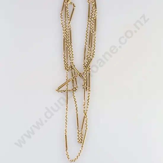 Edwardian 9ct Fine Double Trace Link Muff Chain