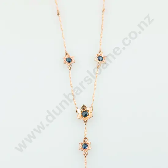 9ct & Sapphire Fancy Pendant Necklace & Two Pair Matching Earrings