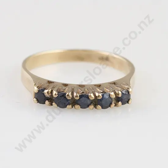 9ct Five Stone Sapphire Bridge Ring
