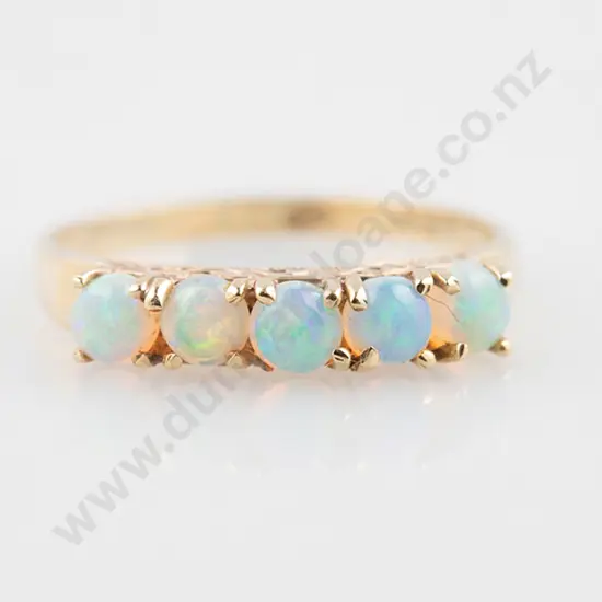 9ct Five Stone Opal Bridge Ring