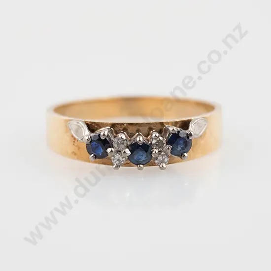 9ct Seven Stone Sapphire & Diamond Curve Band