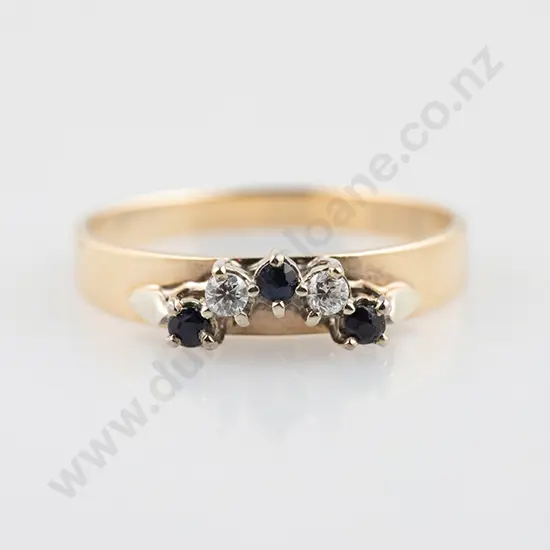 9ct Five Stone Sapphire & Diamond Curve Band