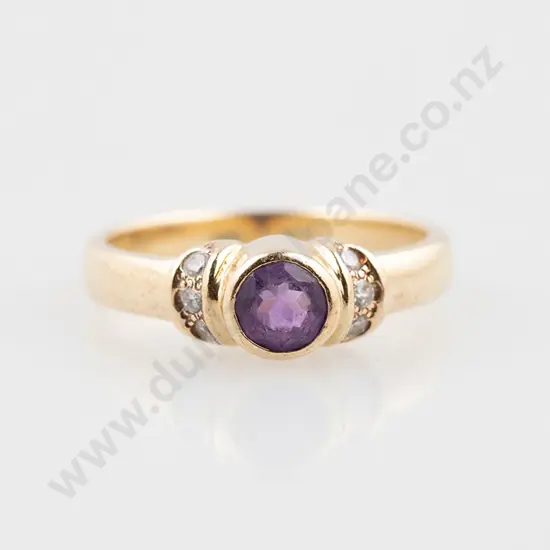 9ct Amethyst & Diamond Ring