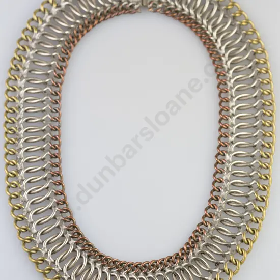 Middle Eastern Design Copper Silver & Gold Plate Necklet