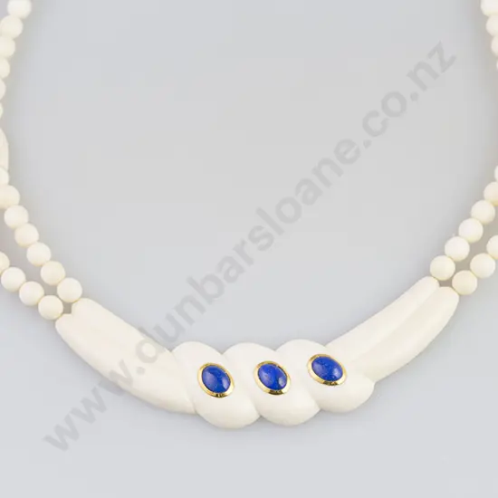 Ivory & Lapis Gold Mounted Necklet