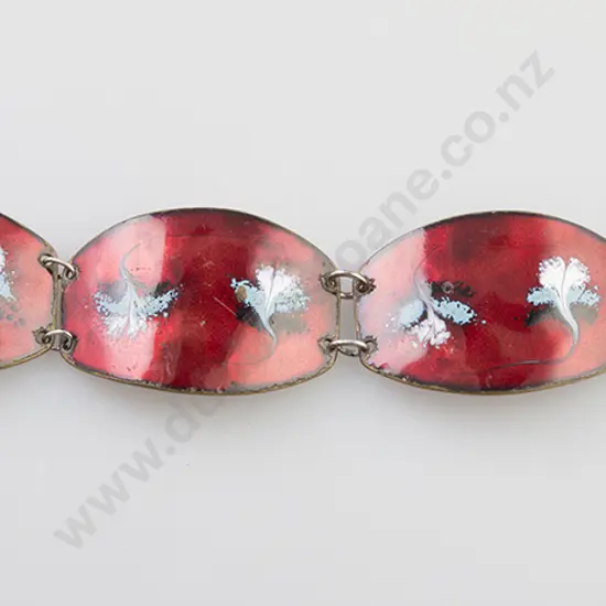 Mid c20th Danish Enamelled Four Panel Bracelet