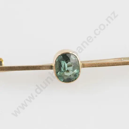 9ct Single Tourmaline Bar Brooch