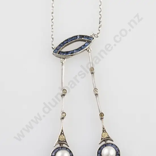 Art Deco Silver and Gem Paste Pendant