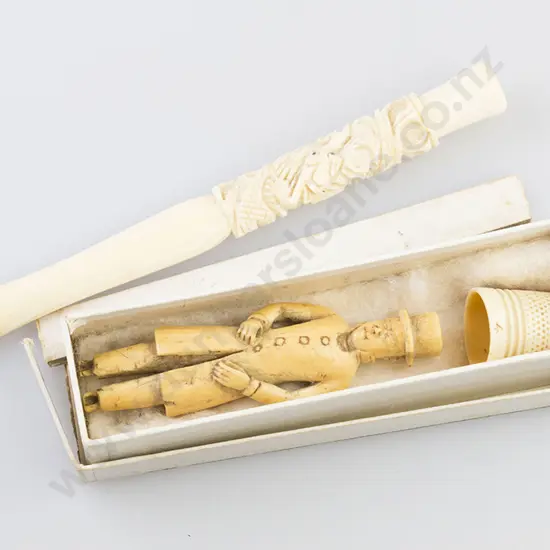 Marine Ivory Figure, cig holder and thimble