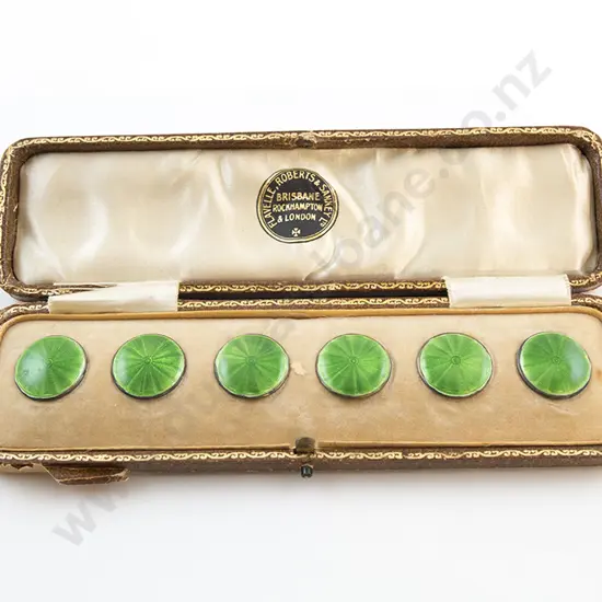 Cased Set Six S/S & Enamel Buttons