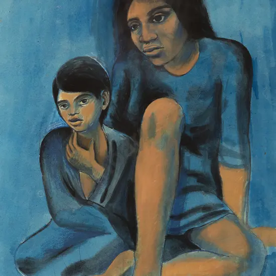 Robyn Kahukiwa - Blue Mother & Child