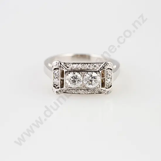Art Deco All Platinum Diamond Cluster Ring