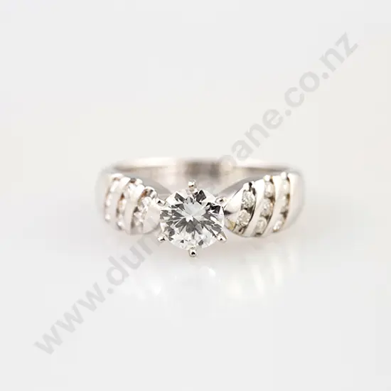 14ct White Gold Solitaire Diamond Ring