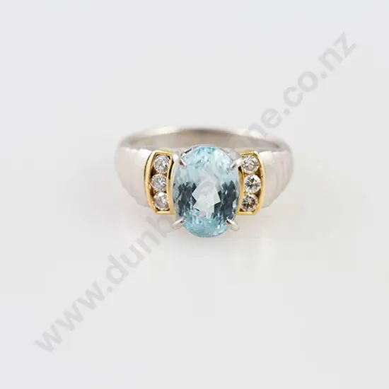 Platinum & 18ct Aquamarine & Diamond Dress Ring