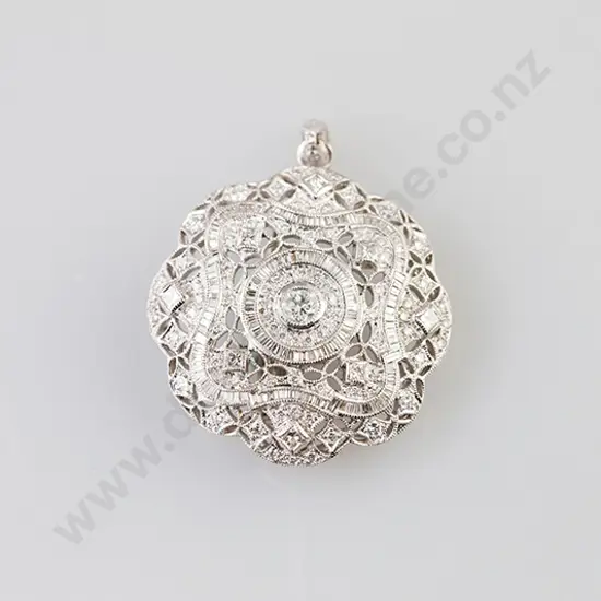 18ct White Gold 173stone Diamond Pendant/Brooch