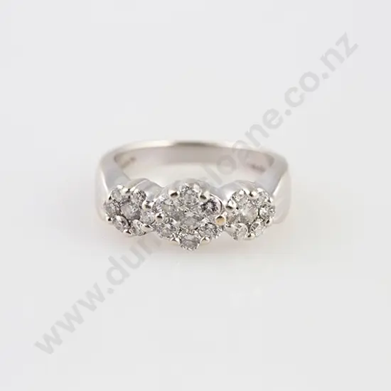 14ct White Gold 21stone Diamond Cluster Ring