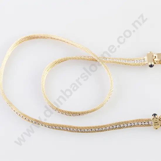 14ct Yellow & White Gold Fancy Mesh Link Necklace