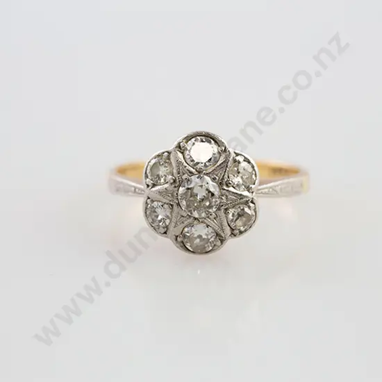 Platinum & 18ct Seven Stone Diamond Cluster Ring