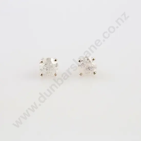 Pair 18ct Solitaire DIamond Stud Earrings