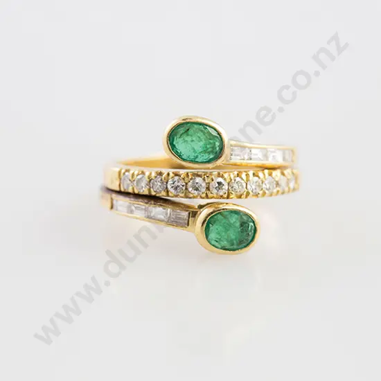 18ct 21stone Emerald & Diamond Ring