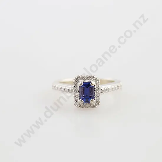 14ct White Gold 31stone Tanzanite & Diamond Cluster Ring