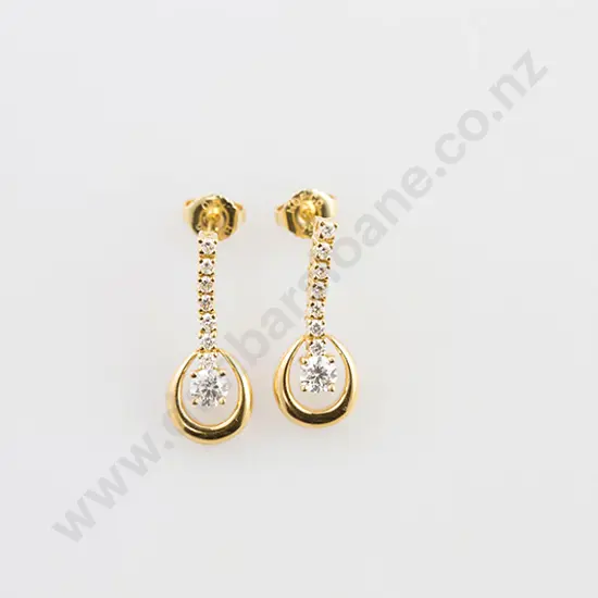 Pair 18ct Diamond Pendant Drop Earrings