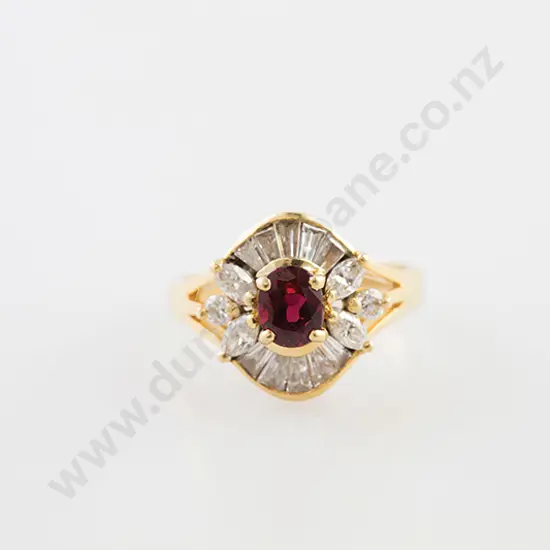 18ct 17stone Ruby & Diamond Cluster Ring