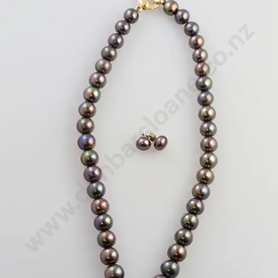 Single Strand Cultured Pearl Necklace & Earrings
