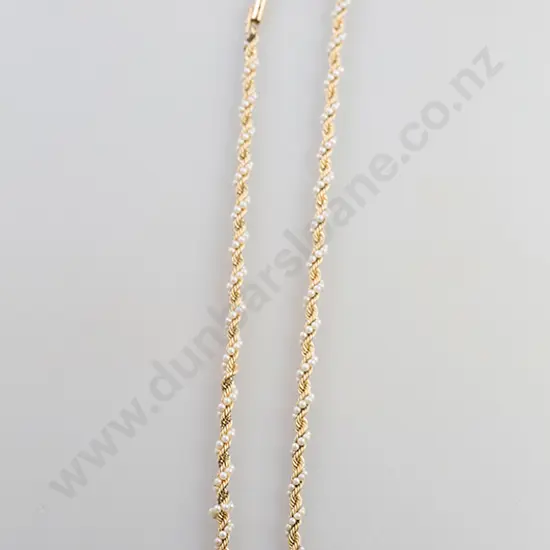 14ct Rope Twist and Pearl Neck Chain