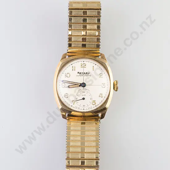 Vintage 9ct Gents Rotary Super-Sports Wrist Watch