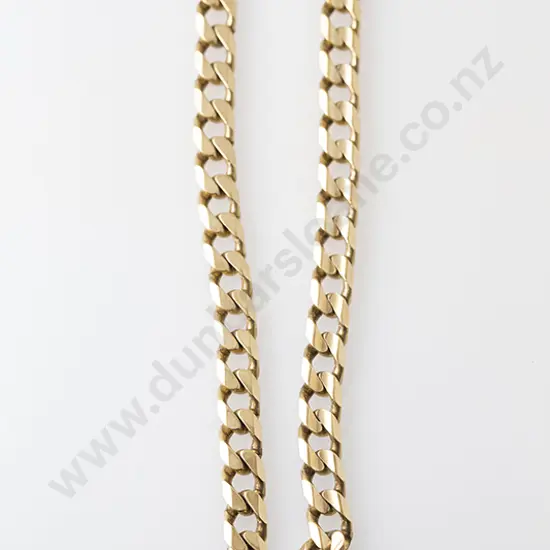 9ct Gents Modern Heavy Mixed Flat Curb Link Neck Chain