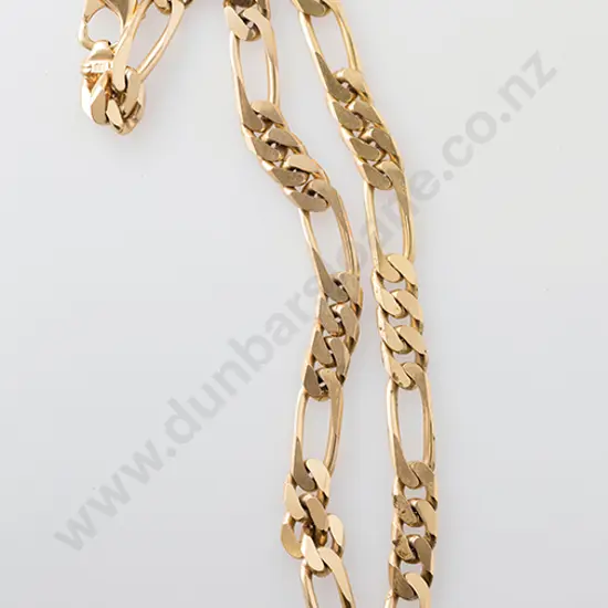 9ct Gents Modern Heavy Mixed Flat Curb Link Neck Chain