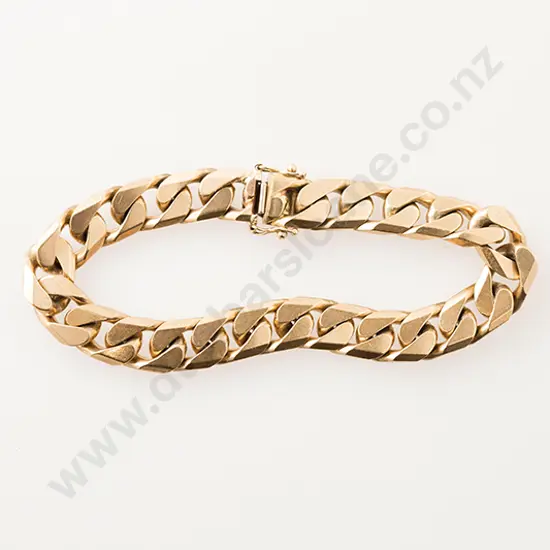 9ct Gents Modern Heavy Mixed Flat Curb Bracelet