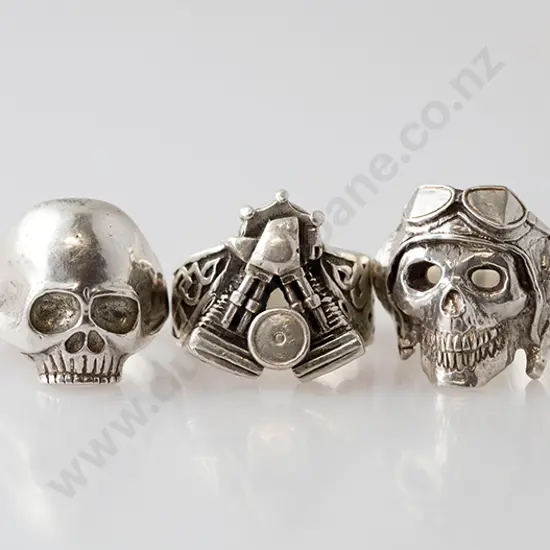 Three S/S Gents Skull Dress Rings