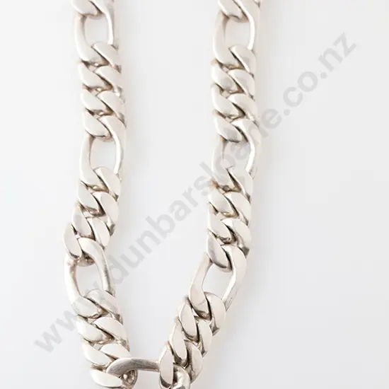 .925 Silver Gents Heavy Mixed Flat Curb Link Neck Chain