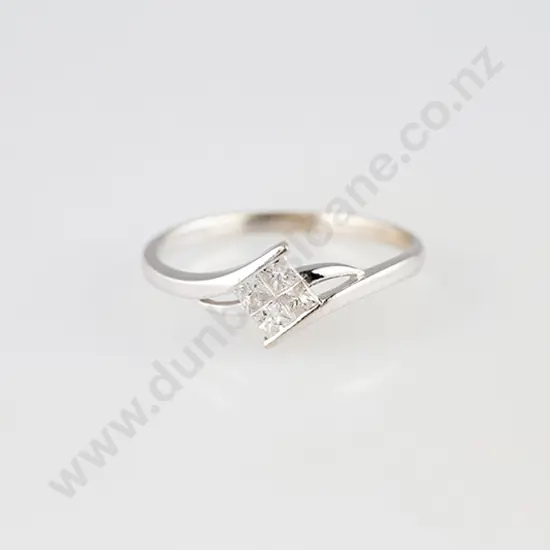 18ct White Golf Four Stone Diamond Ring