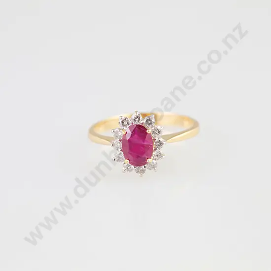 18ct 13stone Ruby & Diamond Cluster