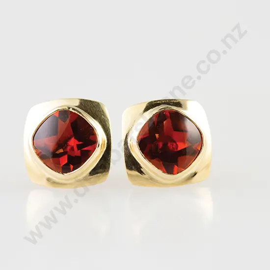 Pair 18ct Framed Madeira Citrine Stud Earrings