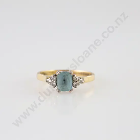 18ct Seven Stone Aquamarine & Diamond Ring