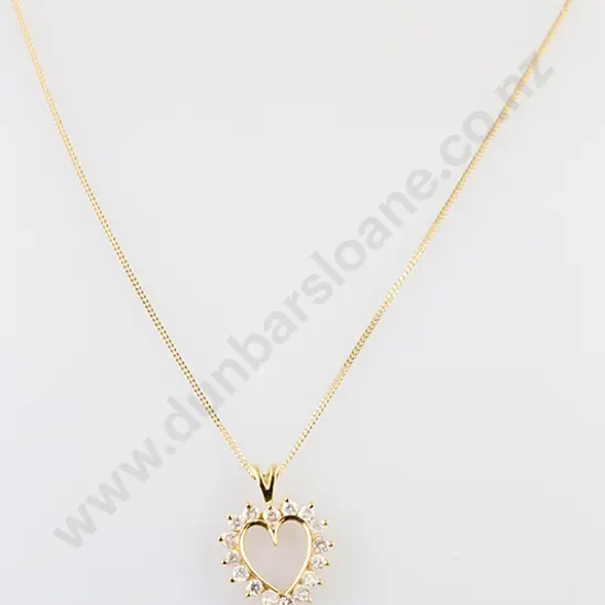 14ct 16stone Diamond Heart Pendant