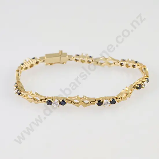 14ct 21stone Sapphire & Diamond Bracelet