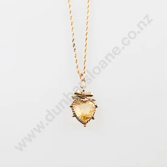 Edwardian 9ct Single Citrine Pendant