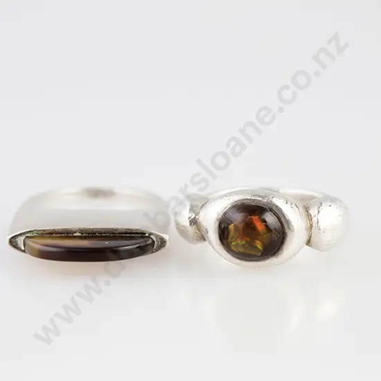 Two S/S & Gem Modern Design Rings