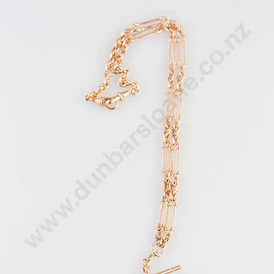 9ct Rail Mixed Link Albert Chain