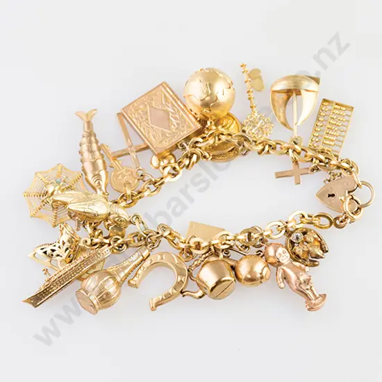 18ct Trace Link Chain Charm Bracelet