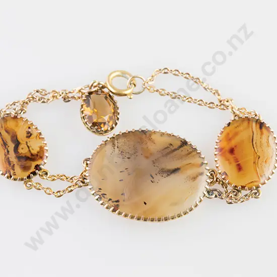Edwardian 9ct Moss Agate Bracelet